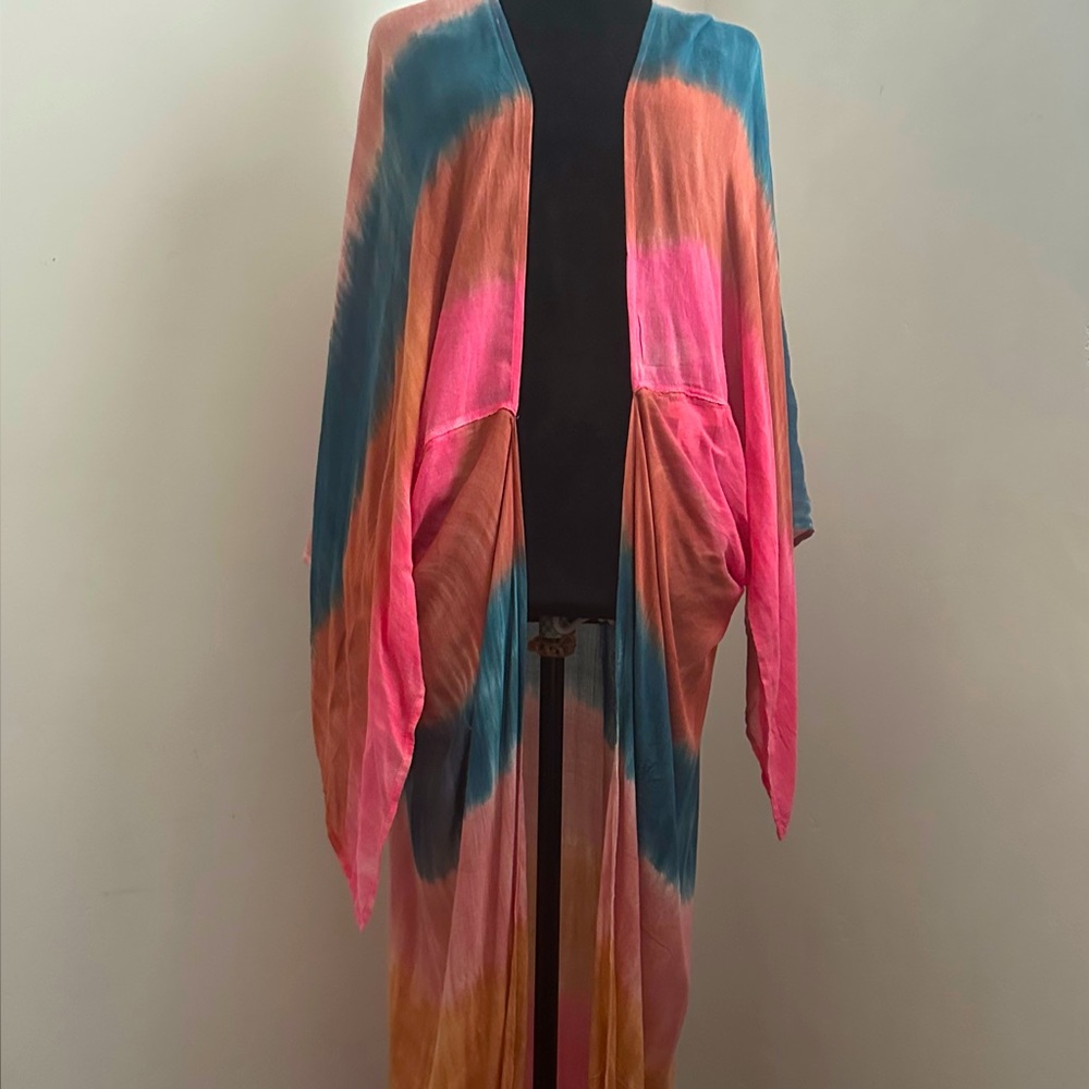 Multicolor Tie-Dye Kimono Jacket